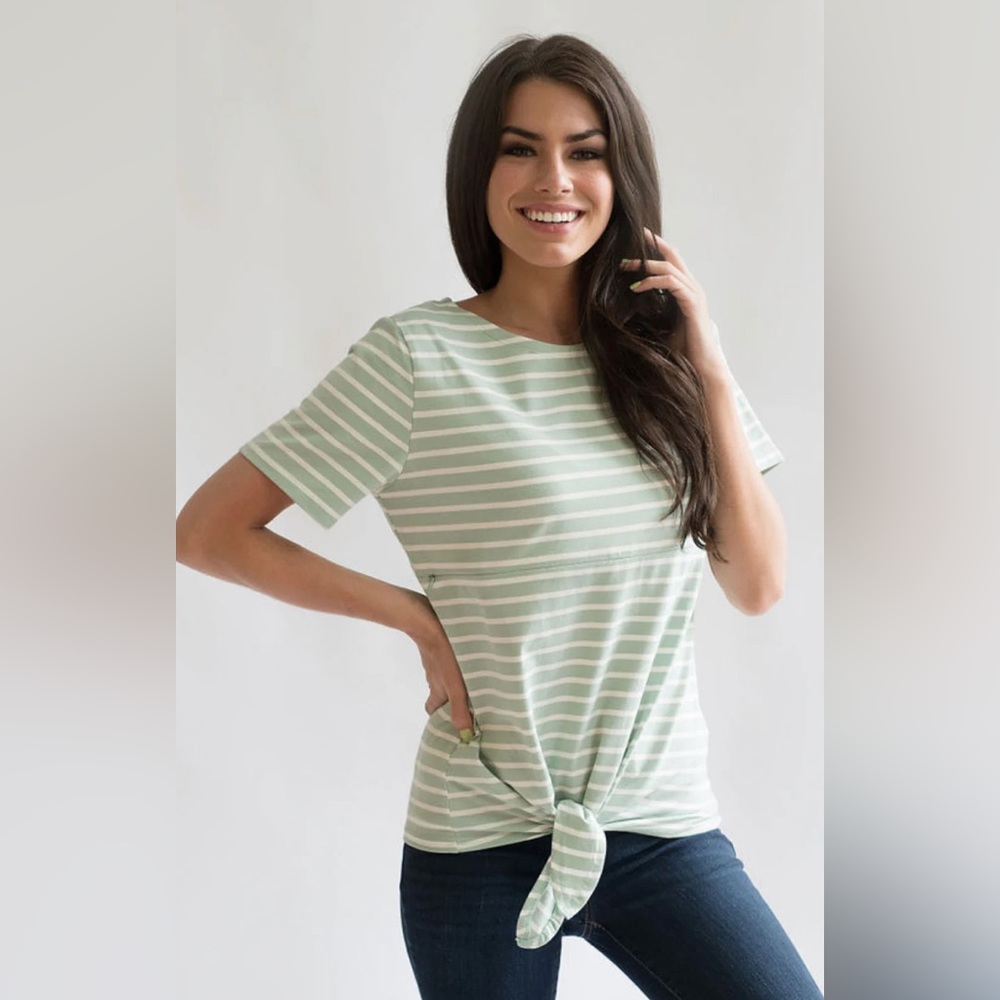 Nursing Queen Mint Nursing Blouse with Front tie, Size S